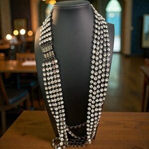 Dazzling Gunmetal and Crystal Multi-Strand Necklace